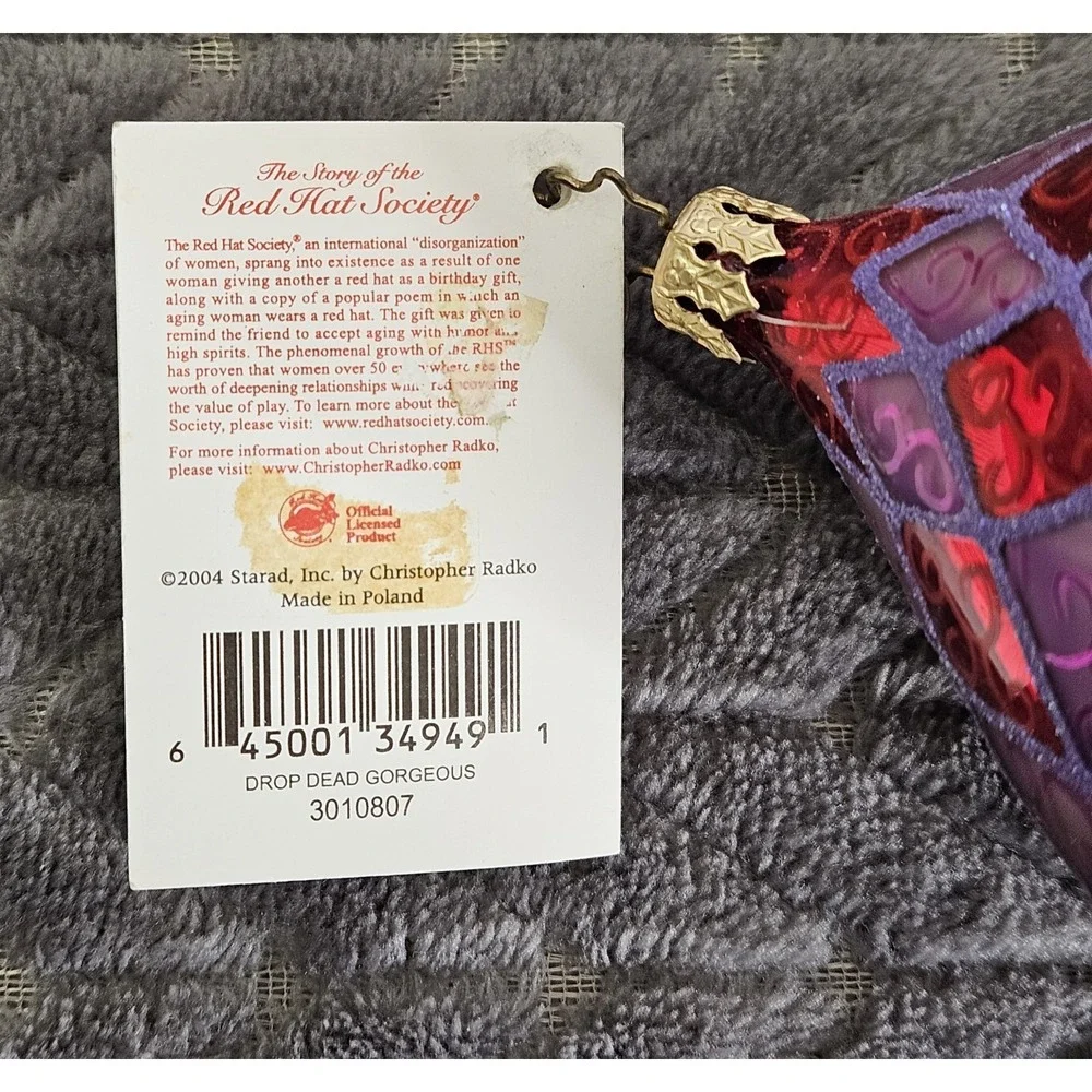 Vintage RARE Christopher Radko Exclusive For‎ Red Hat Society Drop Dead Gorgeous